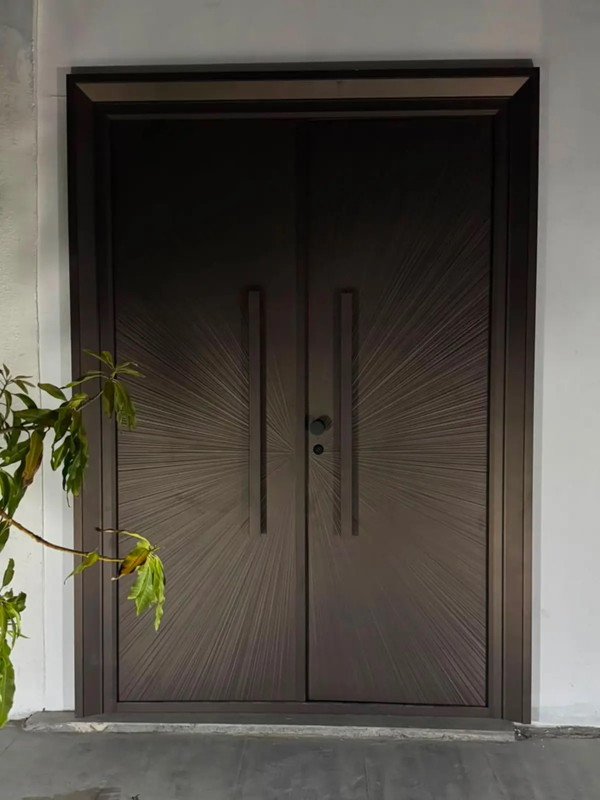Exterior architectural opening and facade door installation.